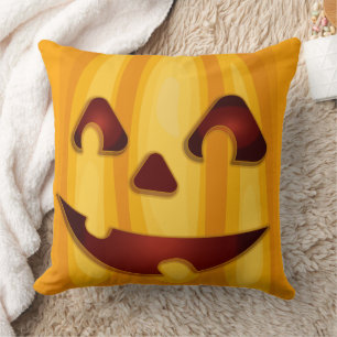 Carved pumpkin smiling Halloween design Cushion
