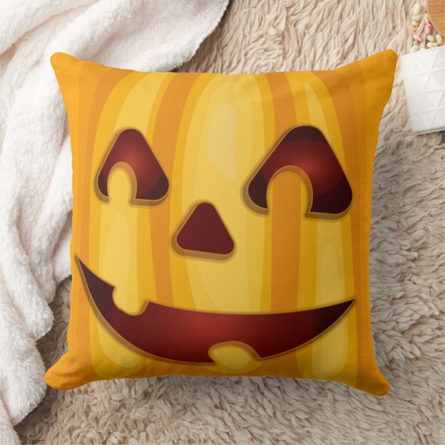 Carved pumpkin smiling Halloween design Cushion (Blanket)