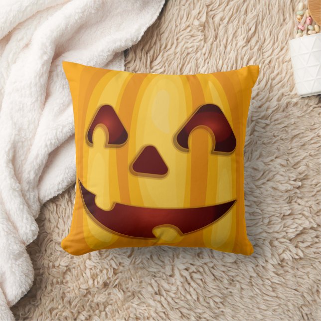 Carved pumpkin smiling Halloween design Cushion (Blanket)