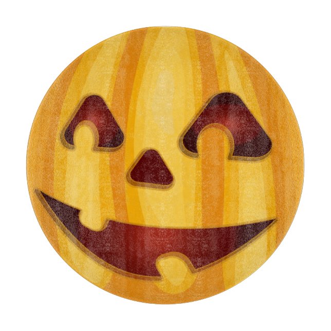Carved pumpkin smiling Halloween design Cutting Board (Front)