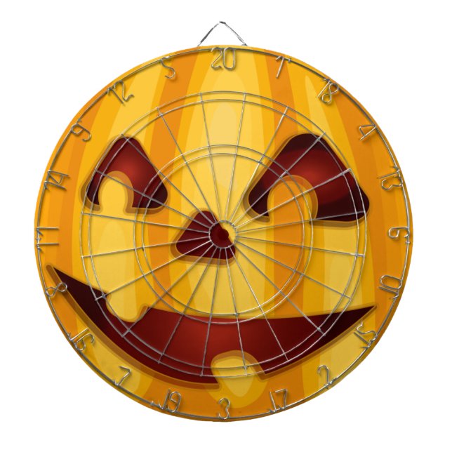 Carved pumpkin smiling Halloween design Dartboard (Front)