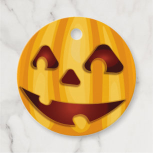 Carved pumpkin smiling Halloween design Favour Tags