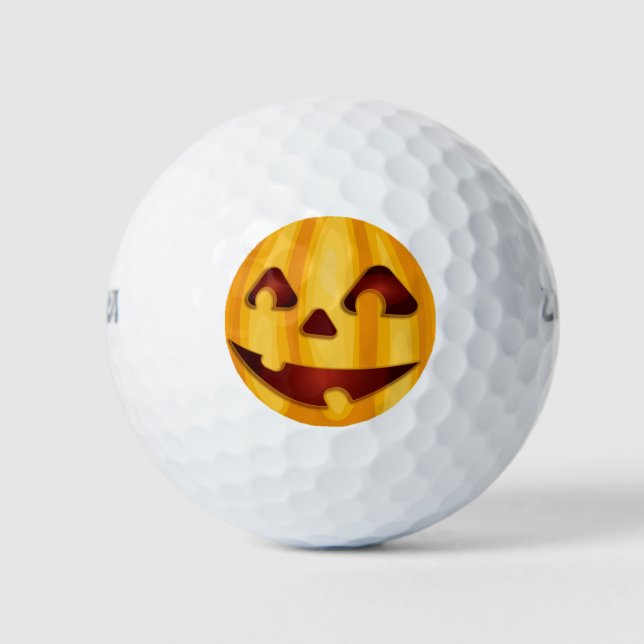 Carved pumpkin smiling Halloween design Golf Balls (Front)
