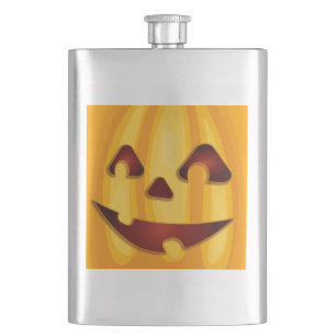 Carved pumpkin smiling Halloween design Hip Flask