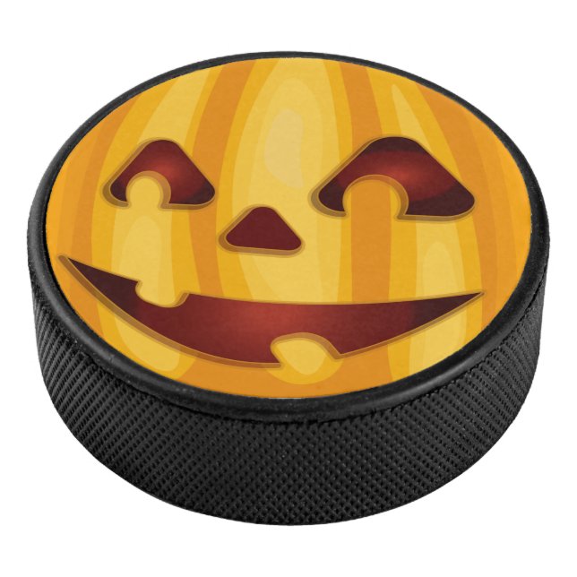 Carved pumpkin smiling Halloween design Hockey Puck (3/4)