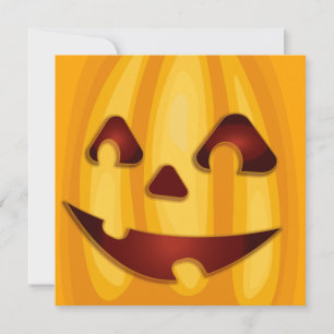 Carved pumpkin smiling Halloween design Holiday Card