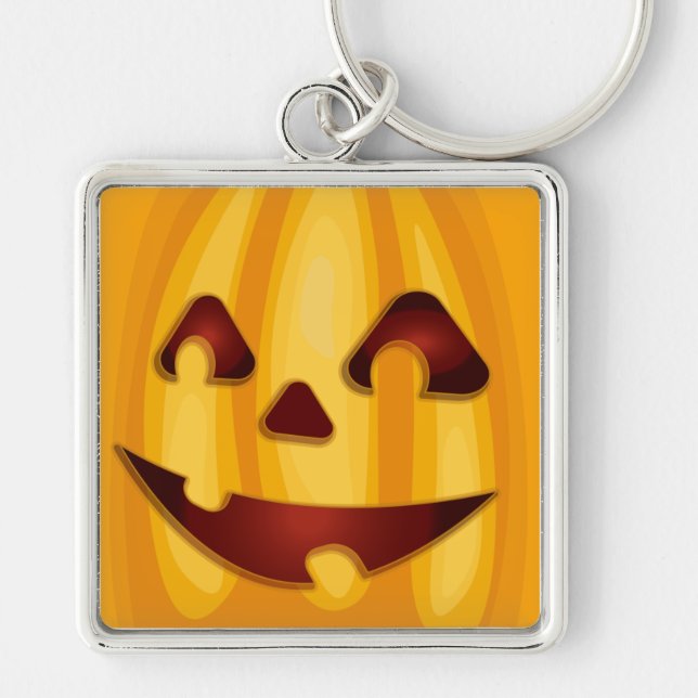Carved pumpkin smiling Halloween design Key Ring (Front)