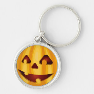 Carved pumpkin smiling Halloween design Key Ring