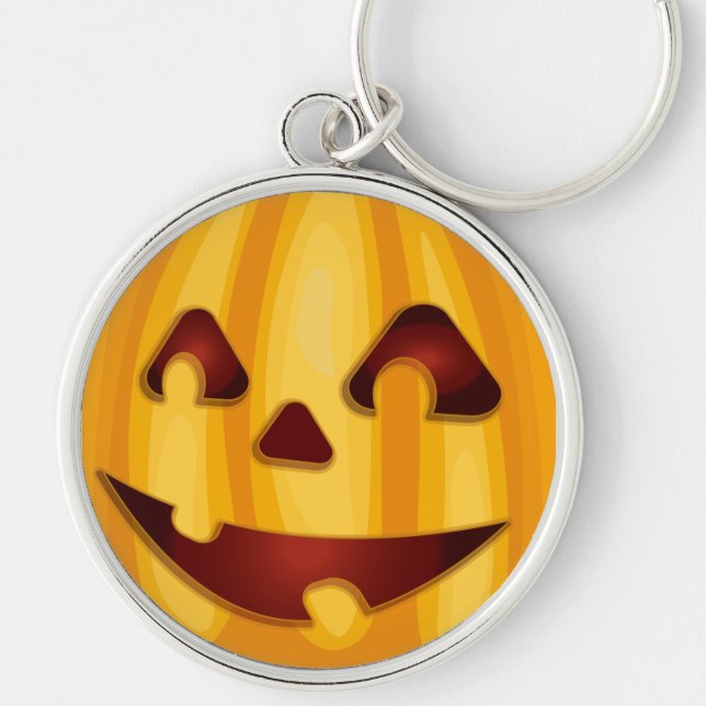 Carved pumpkin smiling Halloween design Key Ring (Front)