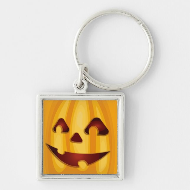 Carved pumpkin smiling Halloween design Key Ring (Front)
