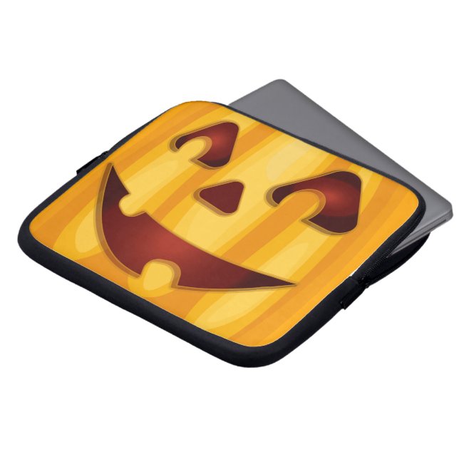 Carved pumpkin smiling Halloween design Laptop Sleeve (Front Top)