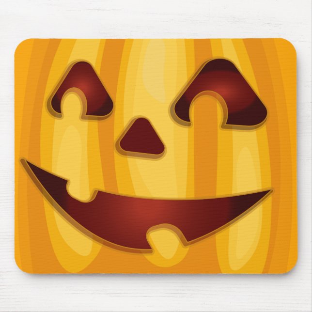 Carved pumpkin smiling Halloween design Mouse Mat (Front)