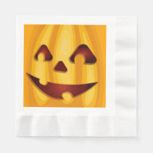 Carved pumpkin smiling Halloween design Napkin
