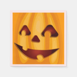 Carved pumpkin smiling Halloween design Napkin