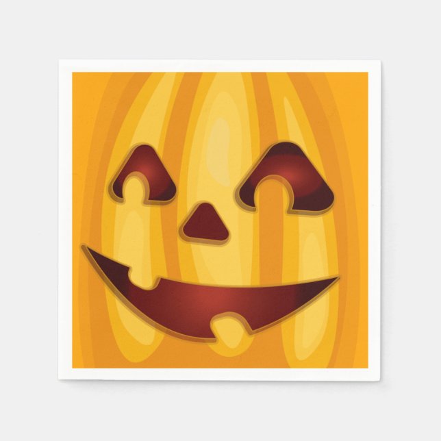 Carved pumpkin smiling Halloween design Napkin (Front)