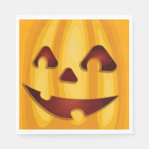 Carved pumpkin smiling Halloween design Napkin