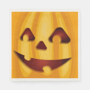 Carved pumpkin smiling Halloween design Napkin