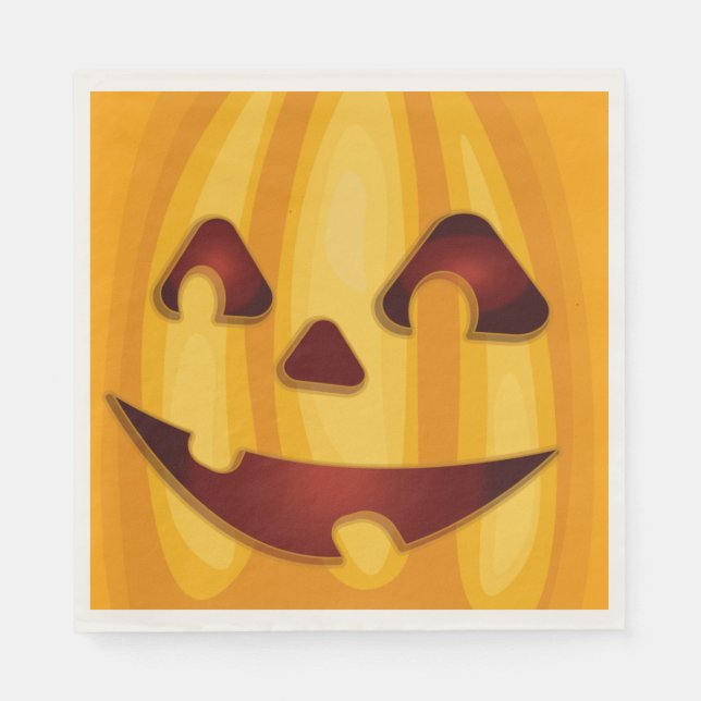 Carved pumpkin smiling Halloween design Napkin (Front)