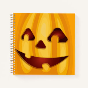 Carved pumpkin smiling Halloween design Notebook