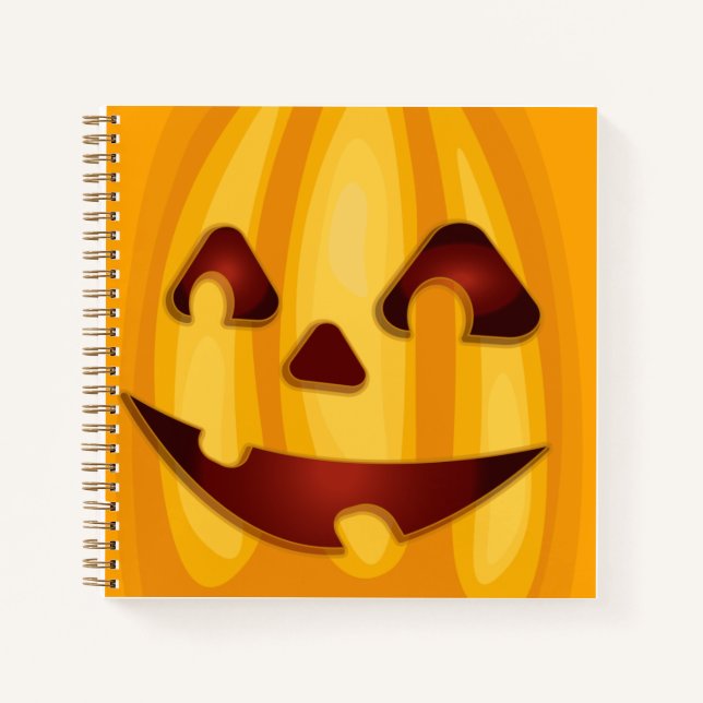 Carved pumpkin smiling Halloween design Notebook (Front)