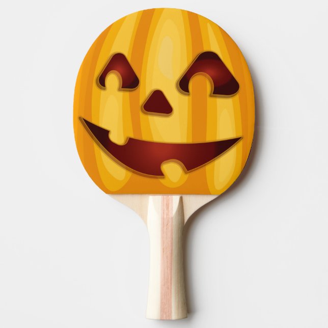 Carved pumpkin smiling Halloween design Ping Pong Paddle (Front)