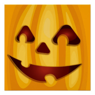 Carved pumpkin smiling Halloween design Poster