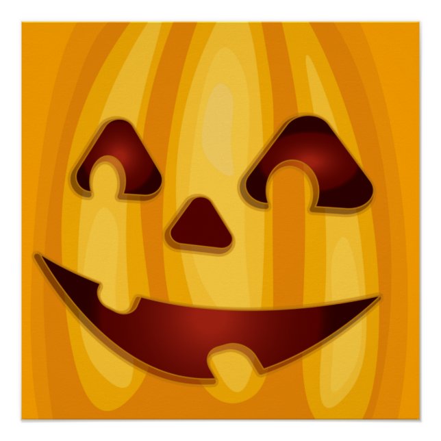 Carved pumpkin smiling Halloween design Poster (Front)