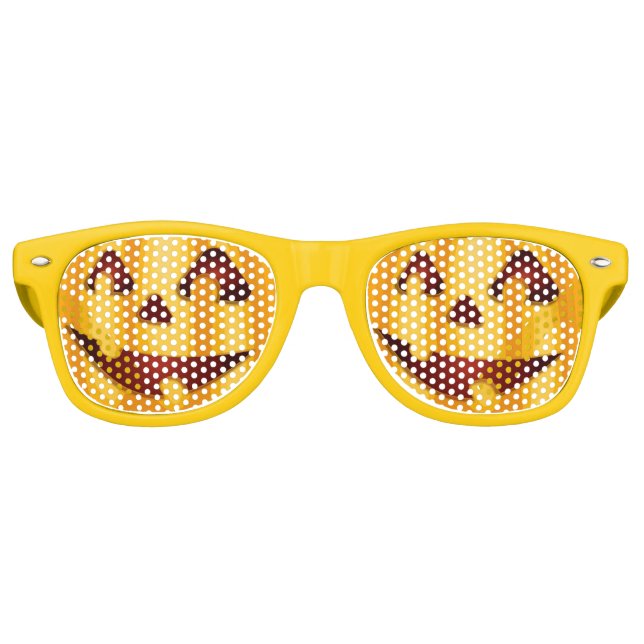 Carved pumpkin smiling Halloween design Retro Sunglasses (Front)