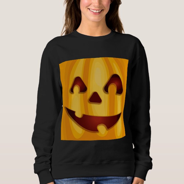 Carved pumpkin smiling Halloween design  Sweatshirt (Front)