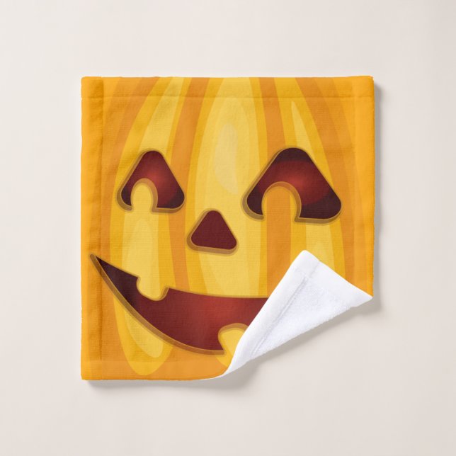 Carved pumpkin smiling Halloween design Wash Cloth (Wash Cloth)