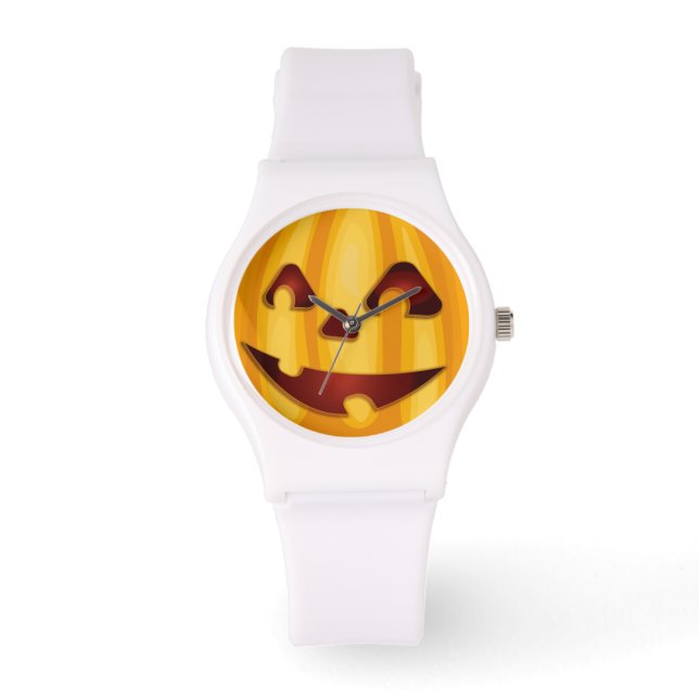 Carved pumpkin smiling Halloween design Watch (Front)