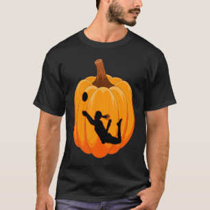 Carved Pumpkin Volleyball Player Silhouette Hallow T-Shirt