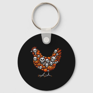 Carved Pumpkins Halloween Chicken Cute Shape Farme Key Ring