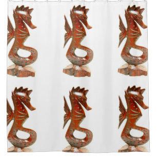 Carved seahorse pattern shower curtain