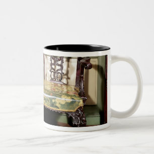 Carved sofa, with tapestry seat, similar to Two-Tone coffee mug