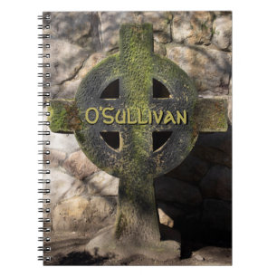 Carved Stone Celtic Cross Custom Name Notebook
