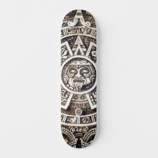 Carved Stone Mayan Aztec Mesoamerican Sun Calendar Skateboard