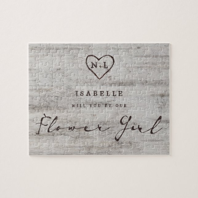 Carved Sweethearts Be Our Flower Girl Proposal Jigsaw Puzzle (Horizontal)