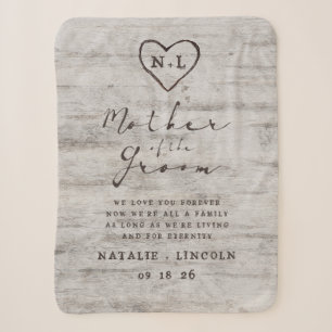 Carved Sweethearts Birch Mother of the Groom Quote Sherpa Blanket