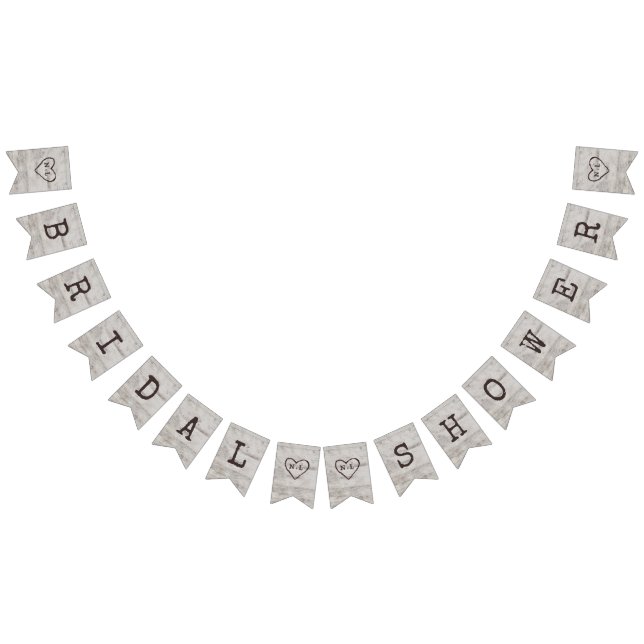Carved Sweethearts Rustic Birch Bridal Shower Bunting (All)