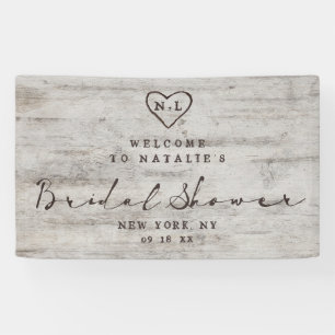 Carved Sweethearts Rustic Bridal Shower Welcome Banner