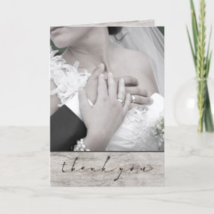 Carved Sweethearts Rustic Custom Wedding Photo Thank You Card