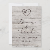 Carved Sweethearts Rustic Wedding Love and Thanks