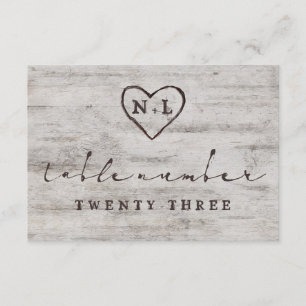 Carved Sweethearts Rustic Wedding Table Numbers