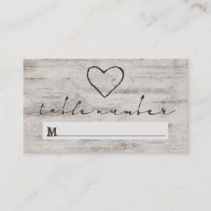 Carved Sweethearts Seating Wedding Table Number Place Card
