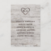 Carved Sweethearts Seating Wedding Table Numbers