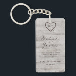 Carved Sweethearts Tree Sister of the Groom Quote Key Ring<br><div class="desc">Carved Sweethearts Rustic Birch Wood with Aged Grey & Off White Birch Tree Bark Design, and a distressed patina weathered look. This reclaimed lumber design features the couple's initials carved into the heart shape within the tree. Also, distressed typography country chic fonts, along with an elegant vintage handwriting script font....</div>