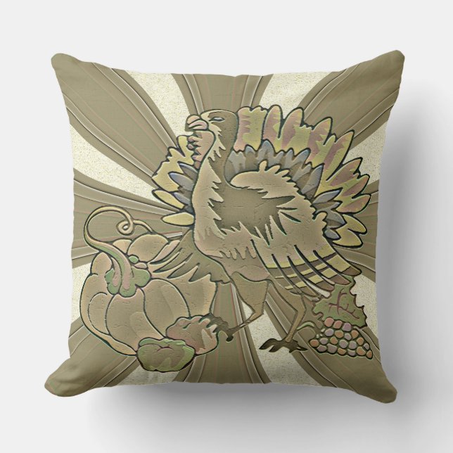 Carved Thanksgiving Turkey - Cushion (Front)