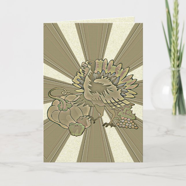 Carved Thanksgiving Turkey - Holiday Card (Front)