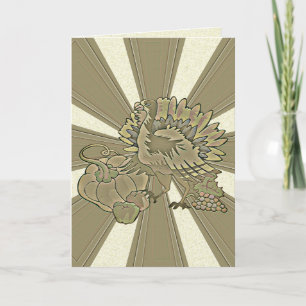 Carved Thanksgiving Turkey - Holiday Card